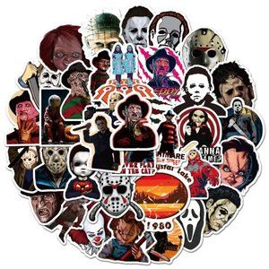 100 Mixed Horror/Halloween Film Stickers Waterproof PVC Vinyl Stickers